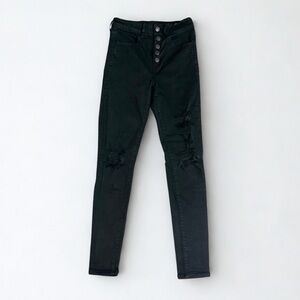 American Eagle | High-Rise Distressed Skinny Jeans | Black | Size 2